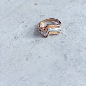BelleStyle Unisex Silver Gold Ring Size 12